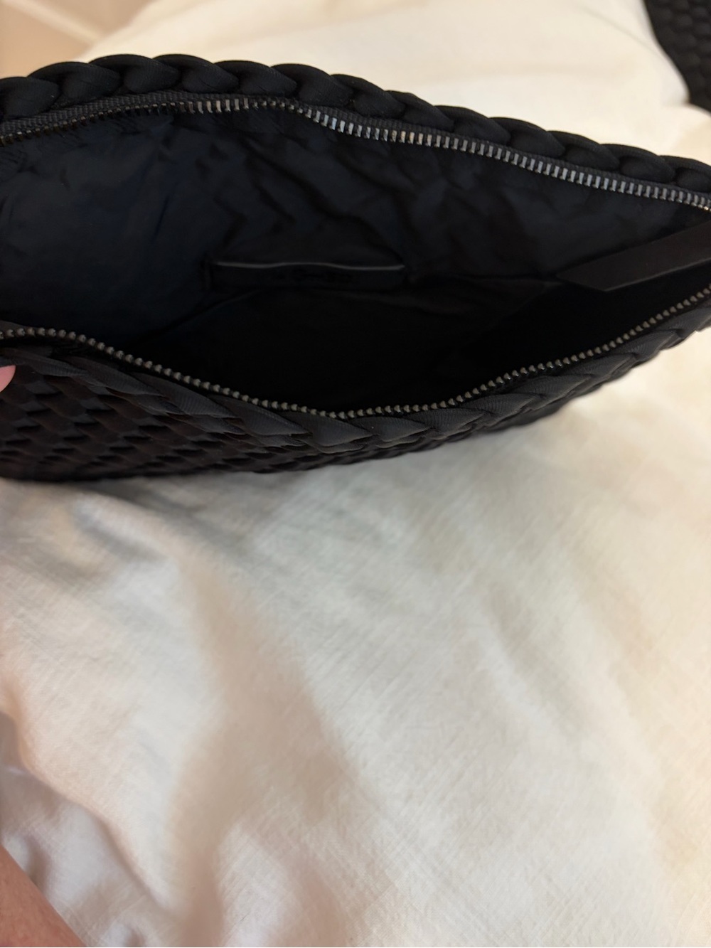 Naghedi Black Woven Tote with Matching Pouch - Picture 5 of 6